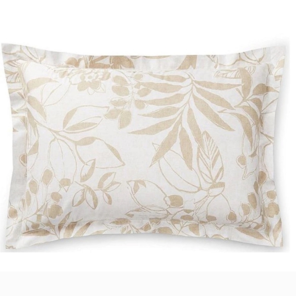 Ralph Lauren King Floral Sham Palmetto Cotton Tan 20 x 36 Inches